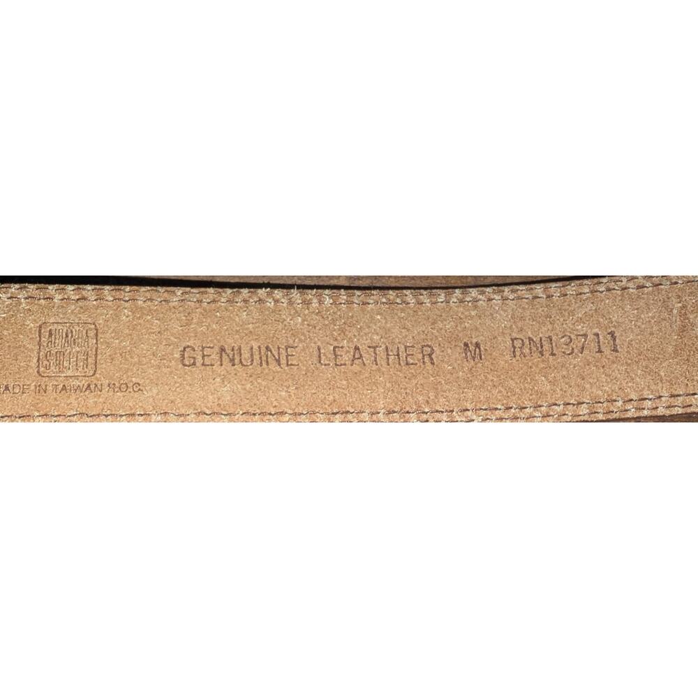 Womens Amanda Smith Genuine Leather Belt Brown Rounded Brass Buckle Size M - Picture 4 of 5